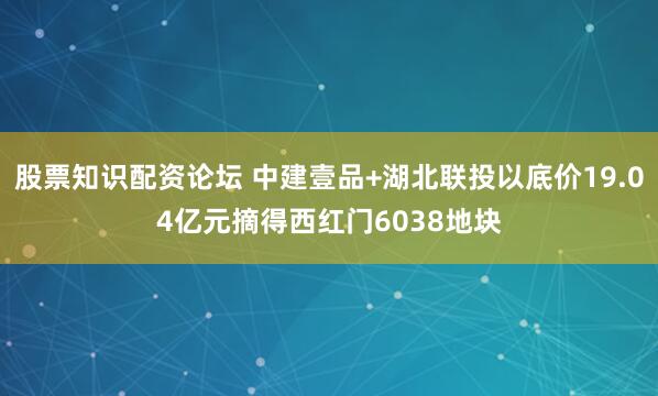 股票知识配资论坛 中建壹品+湖北联投以底价19.04亿元摘得西红门6038地块