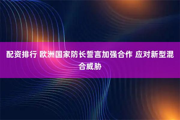 配资排行 欧洲国家防长誓言加强合作 应对新型混合威胁